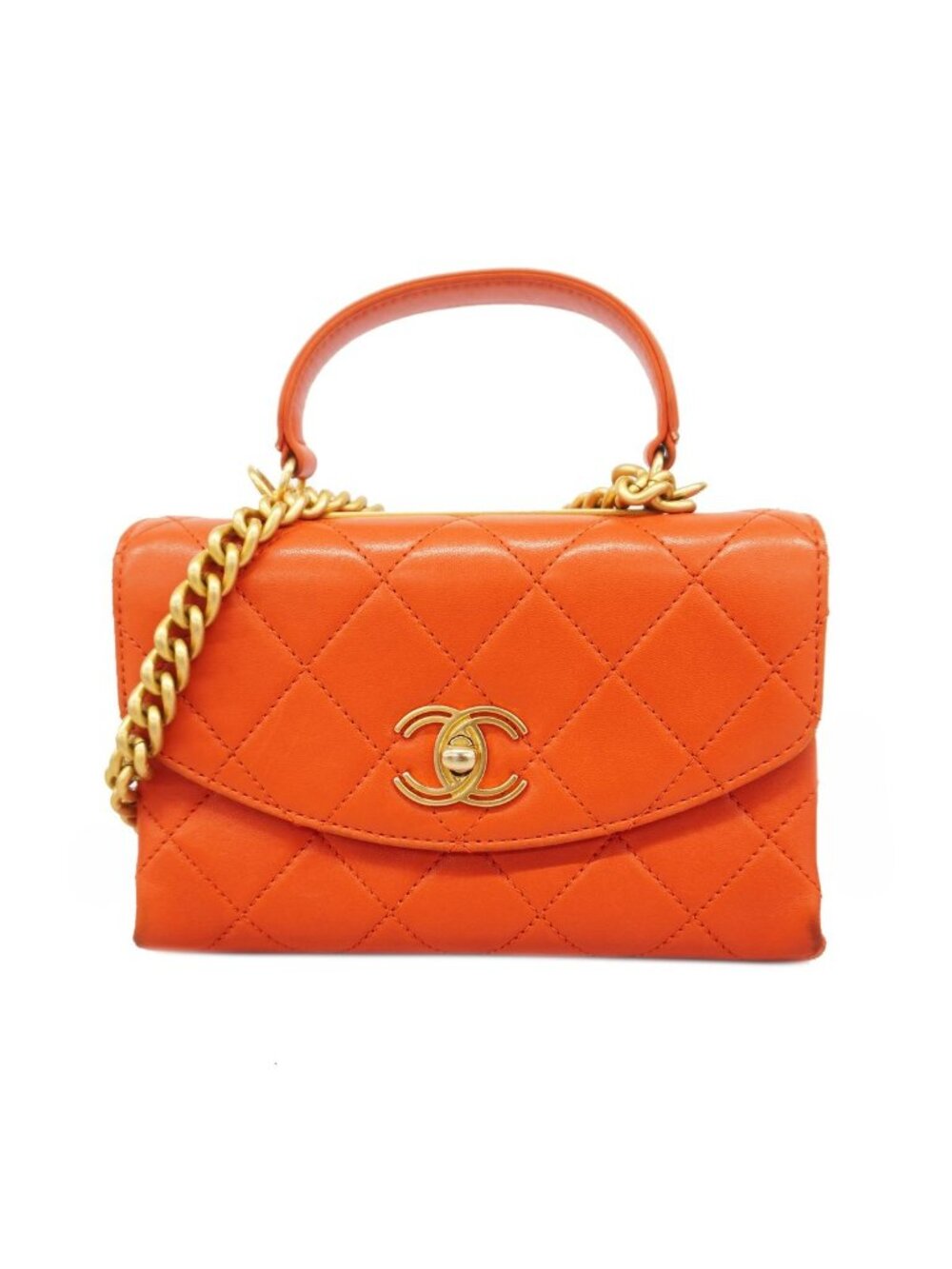 Chanel Handbag Quilted Trendy CC Lambskin Red Gold 2-Way Bag